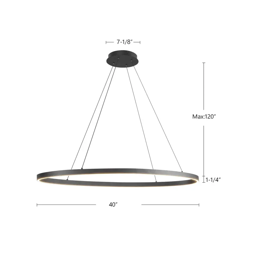 Ovale 40-Inch Linear Pendant in Brushed Gold - Image 19
