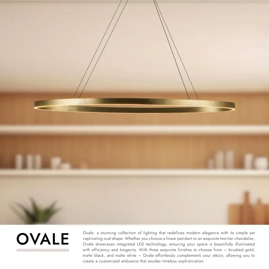 Ovale 40-Inch Linear Pendant in Brushed Gold - Image 22