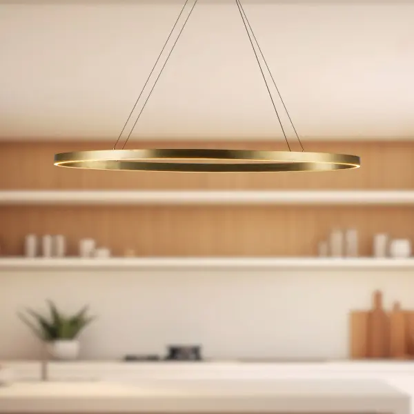 Ovale 40-Inch Linear Pendant in Brushed Gold - Image 4