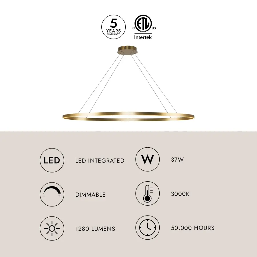 Ovale 53-Inch Linear Pendant in Brushed Gold - Image 22