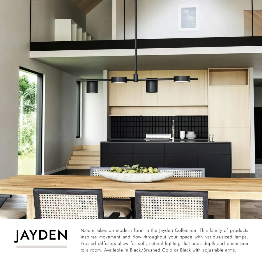 Jayden 40-Inch Linear Pendant in Matte Black with Brushed Gold - Image 11
