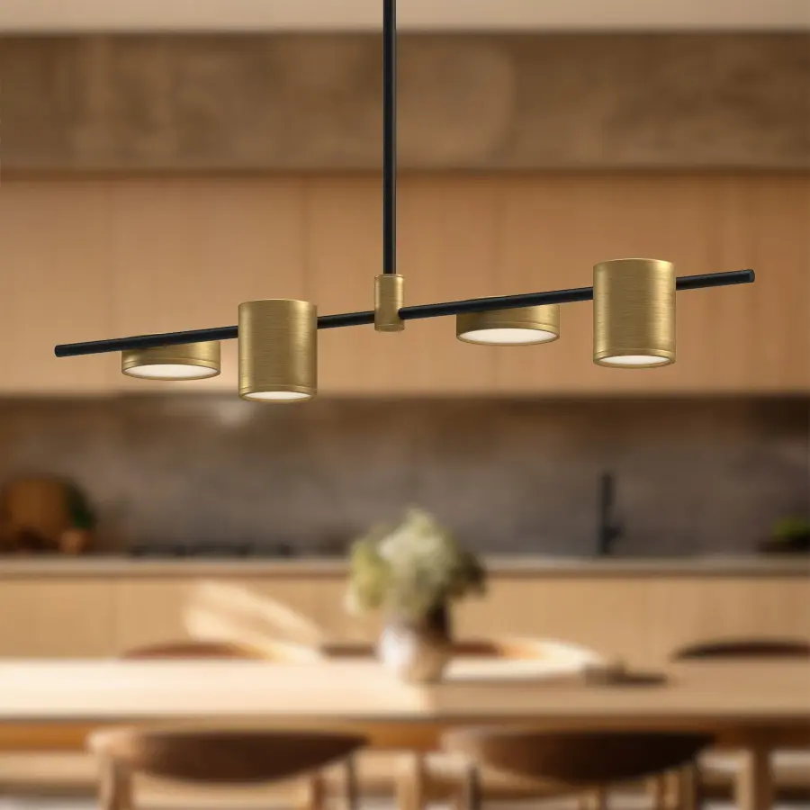 Jayden 40-Inch Linear Pendant in Matte Black with Brushed Gold - Image 4