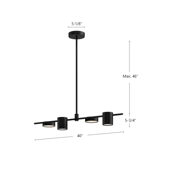 Jayden 40-Inch Linear Pendant in Matte Black with Brushed Gold - Image 8