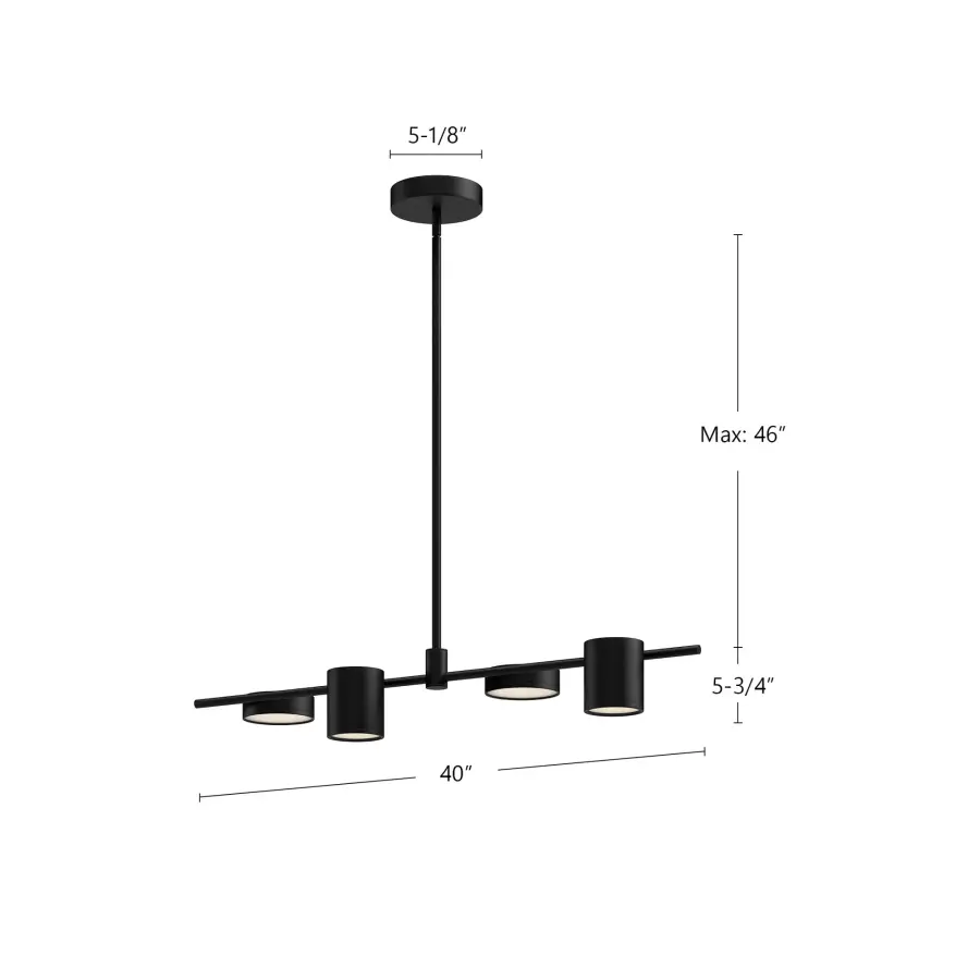 Jayden 40-Inch Linear Pendant in Matte Black with Brushed Gold - Image 8