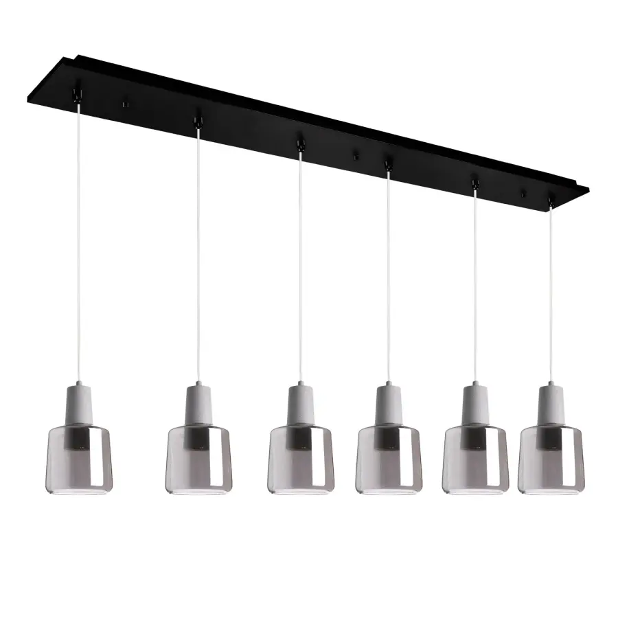 Samson 6-Light Multi Pendant in Black with Smoked Glass - Image 5