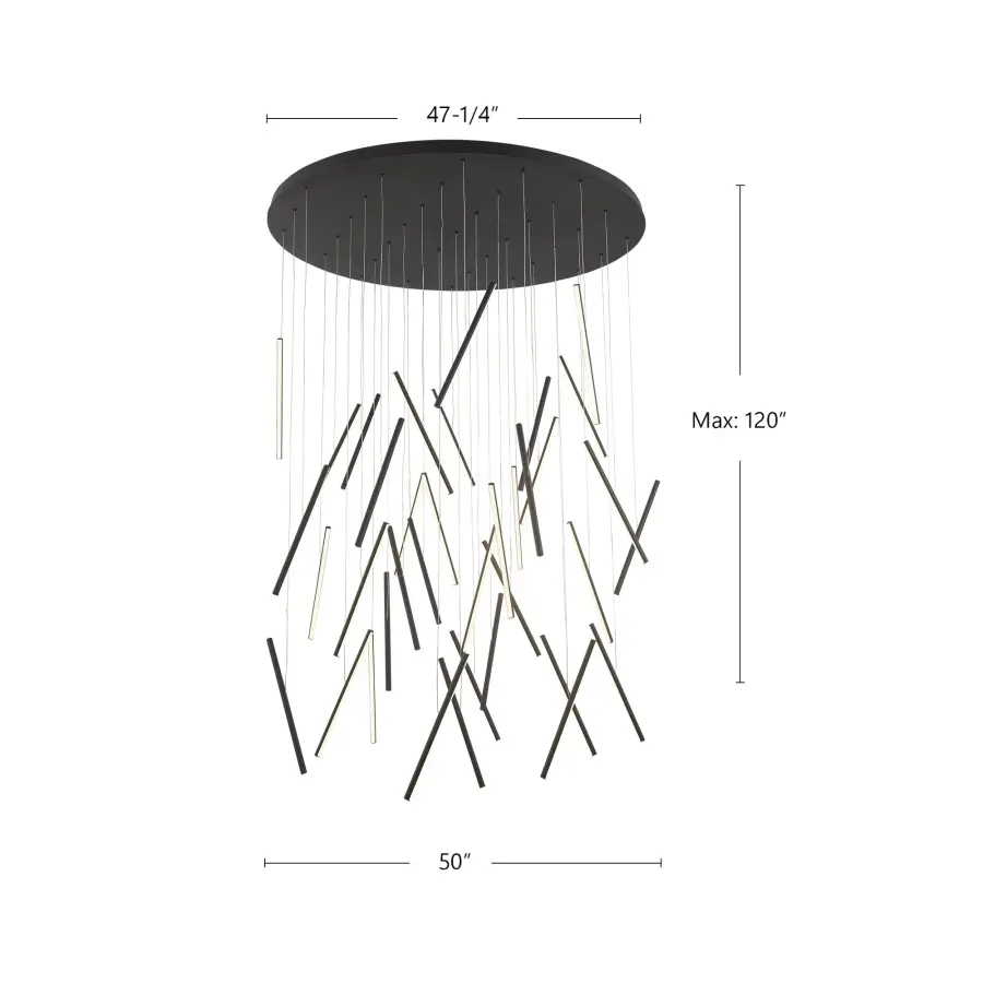 Chute 50-Inch Multi Pendant in Matte Black - Image 9