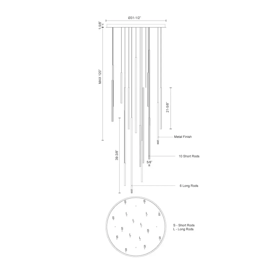 Chute 16 Head Multi Pendant - Image 10