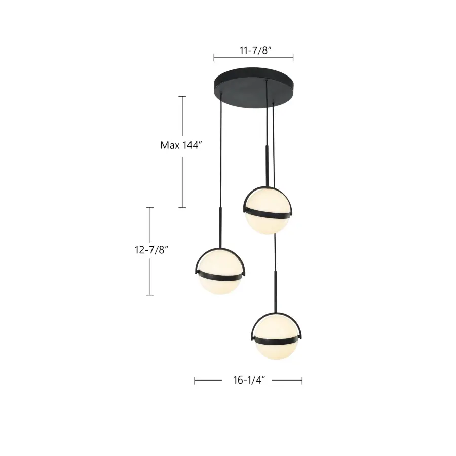 Globo 3-Light Multi Pendant in Matte Black - Image 11