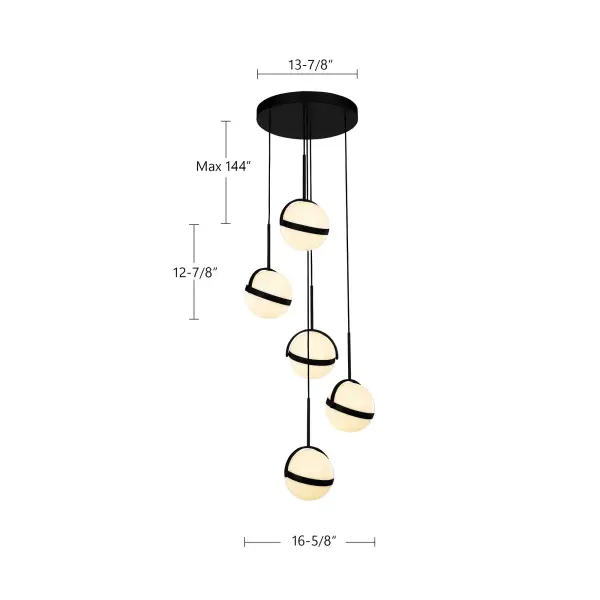 Globo 5-Light Multi Pendant in Matte Black - Image 7