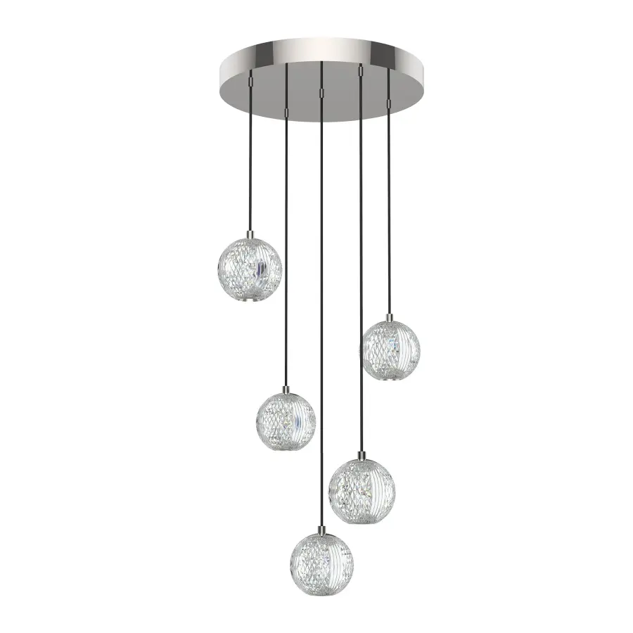 Marni 5 Light Multi Pendant in Natural Brass - Image 1