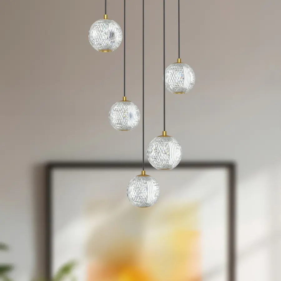 Marni 5 Light Multi Pendant in Natural Brass - Image 2
