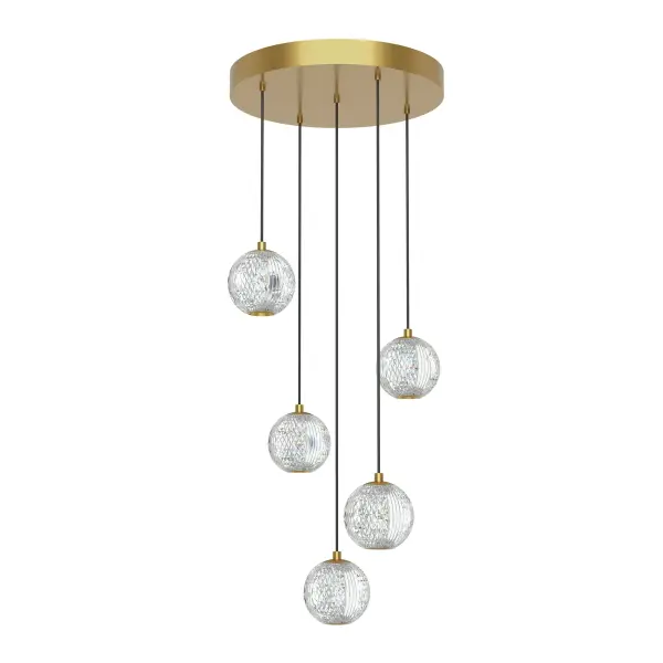 Marni 5 Light Multi Pendant in Natural Brass - Image 4