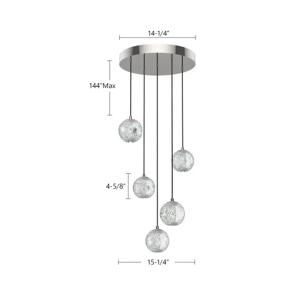 Marni 5 Light Multi Pendant in Natural Brass - Image 5