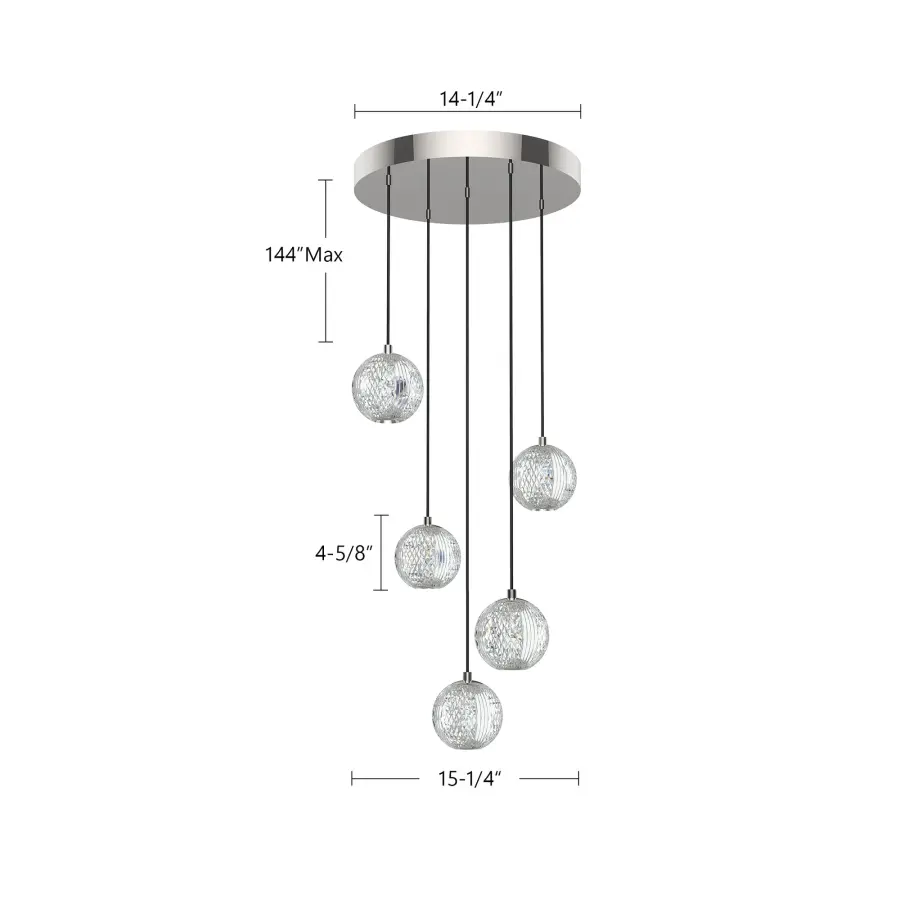 Marni 5 Light Multi Pendant in Natural Brass - Image 5