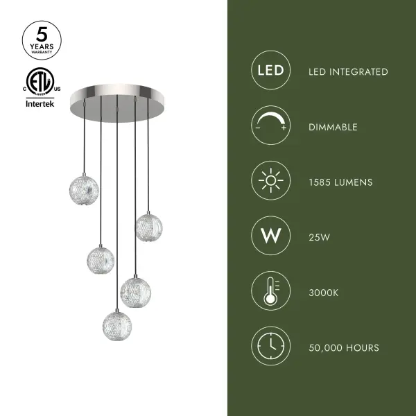 Marni 5 Light Multi Pendant in Natural Brass - Image 7