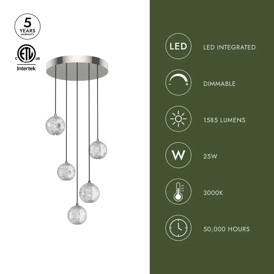 Marni 5 Light Multi Pendant in Natural Brass - Image 7
