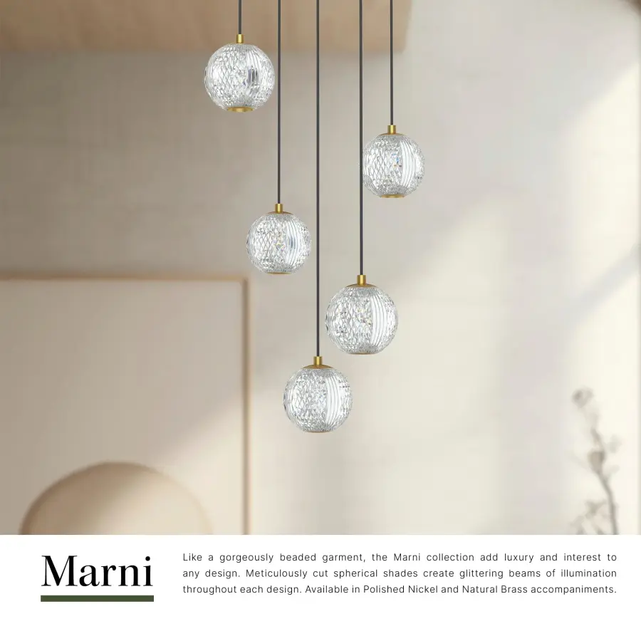 Marni 5 Light Multi Pendant in Natural Brass - Image 8