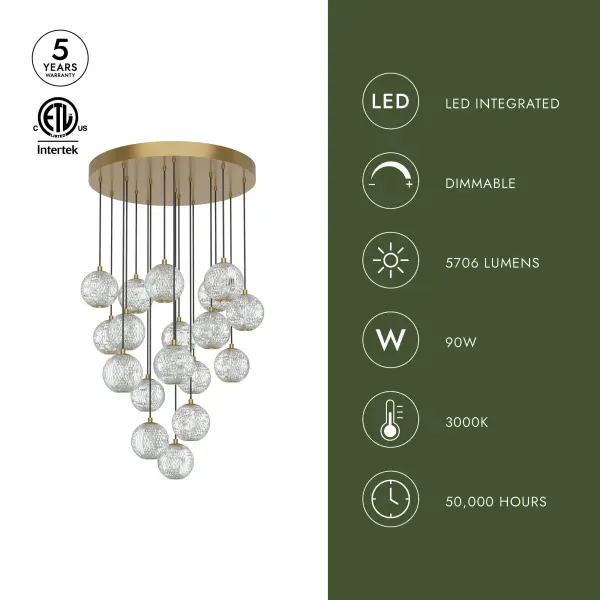 Marni 18 Light Multi Pendant in Natural Brass - Image 8