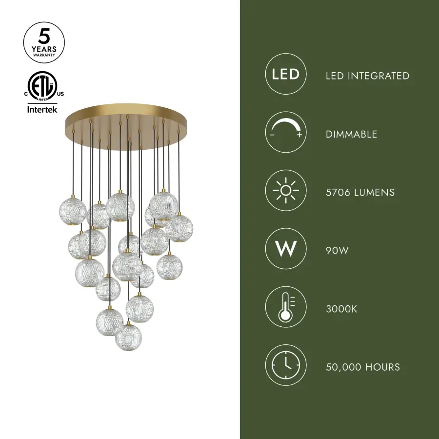 Marni 18 Light Multi Pendant in Natural Brass - Image 8