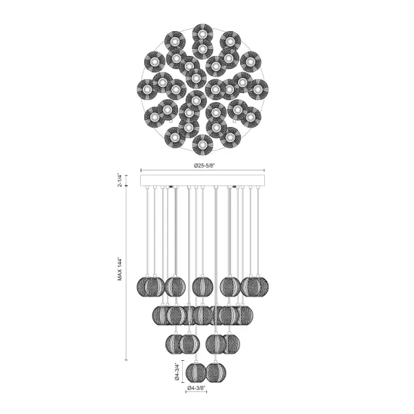 Marni 30-Light Multi Pendant in Natural Brass - Image 6
