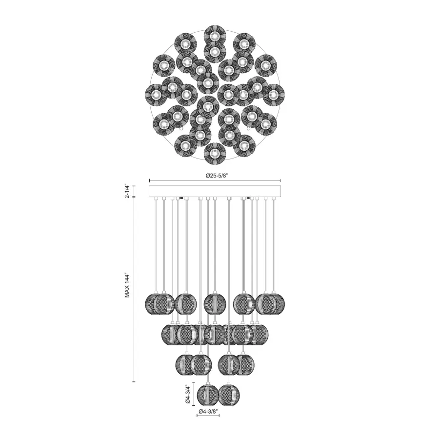 Marni 30-Light Multi Pendant in Natural Brass - Image 6