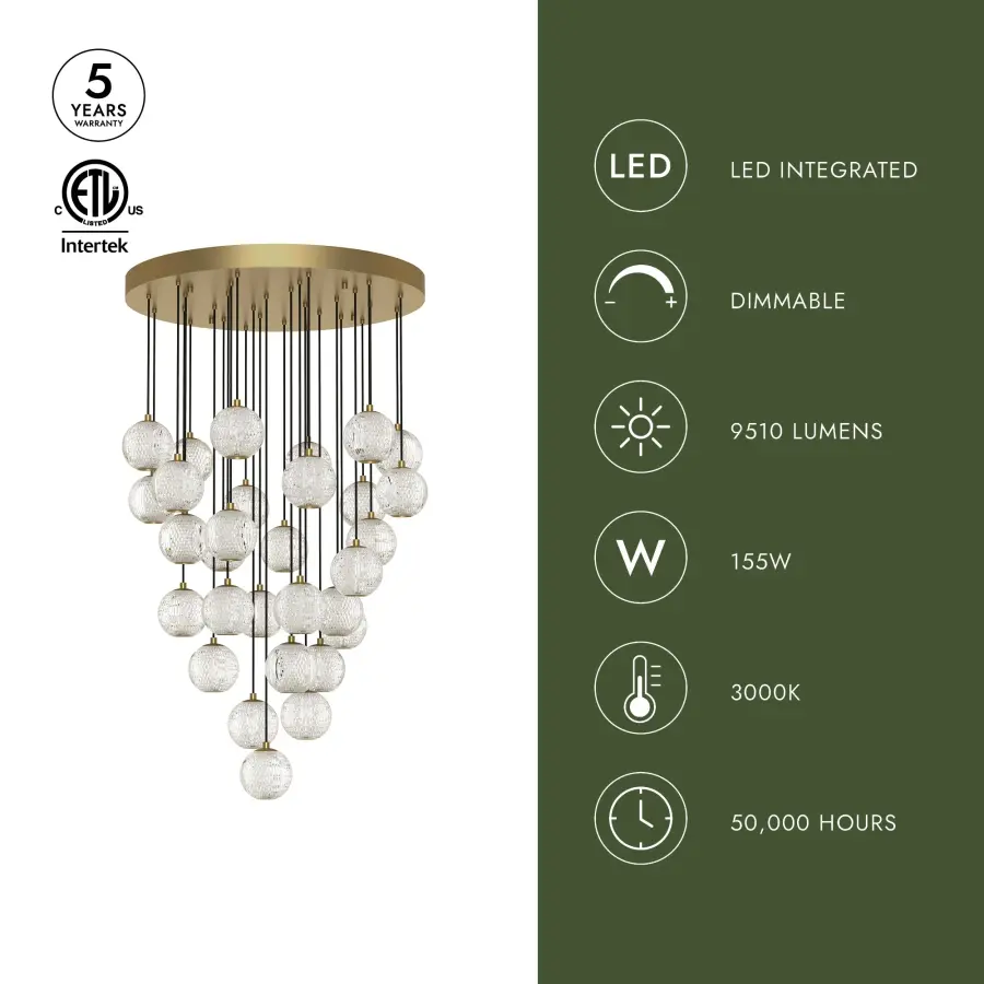 Marni 30-Light Multi Pendant in Natural Brass - Image 7