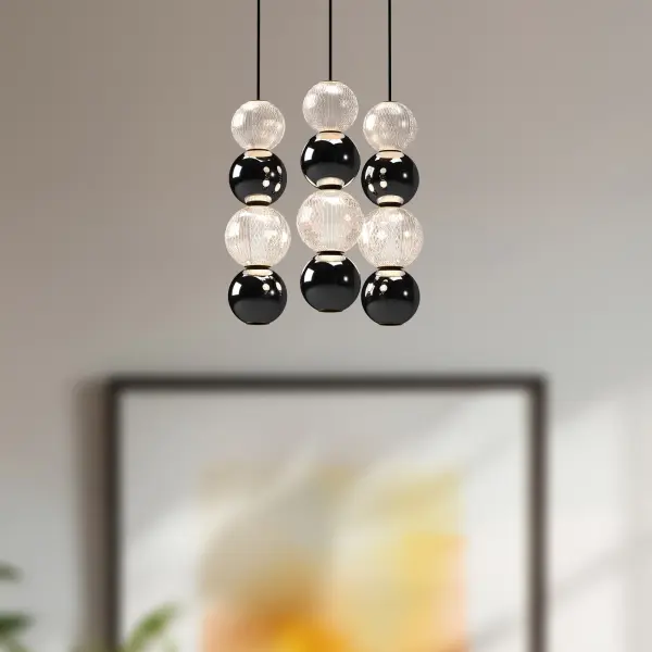 Onyx 3 Head Multi Pendant in Natural Brass - Image 2