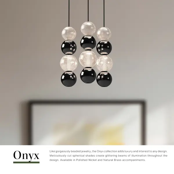 Onyx 3 Head Multi Pendant in Natural Brass - Image 7