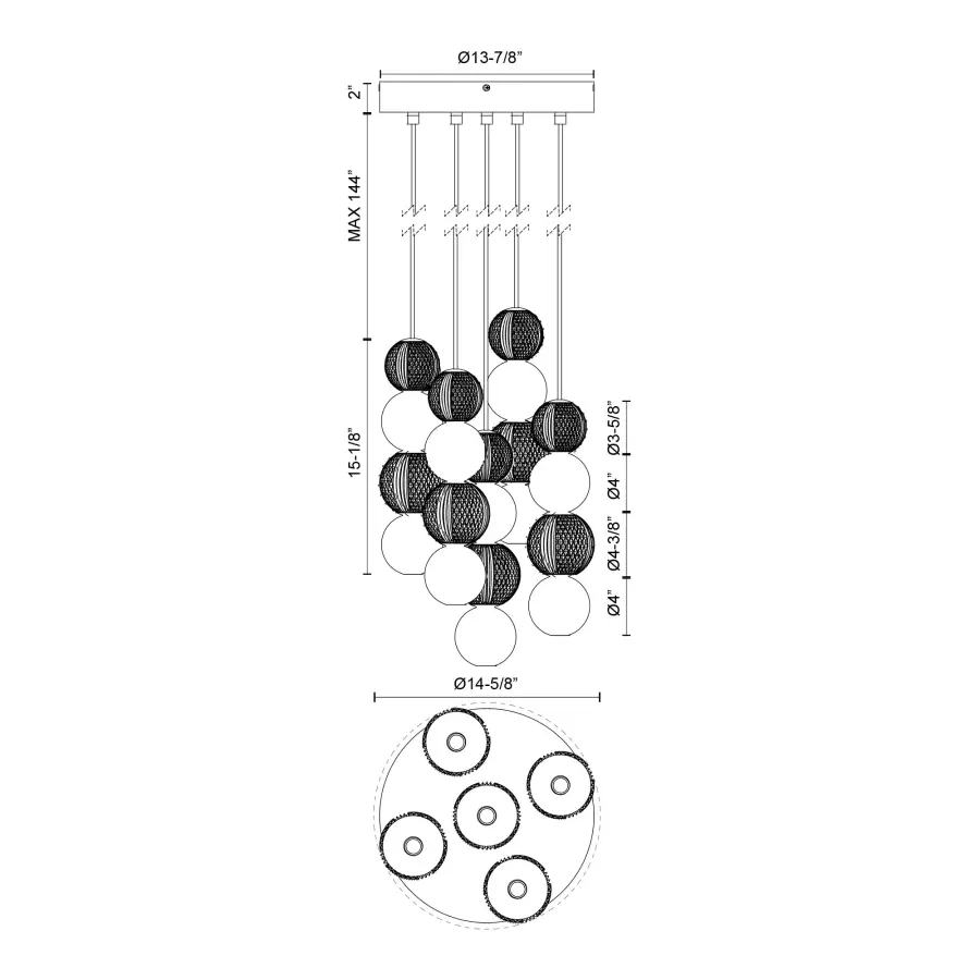 Onyx 5-Light Multi Pendant in Natural Brass - Image 7