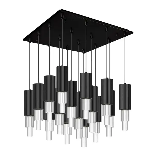 The Bordeaux 16-light multi pendant brings sophisticated Art Deco glamour with its layered ribbed glass shades and brushed nickel finish. Perfect for making a dramatic statement over large dining tables or kitchen islands.