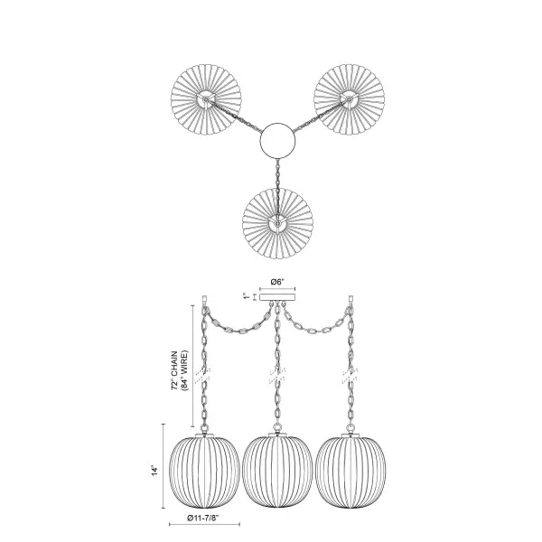 Cherise 3-Light Multi Pendant in Brushed Gold - Image 9