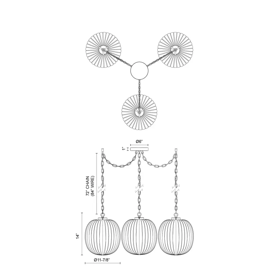 Cherise 3-Light Multi Pendant in Brushed Gold - Image 9