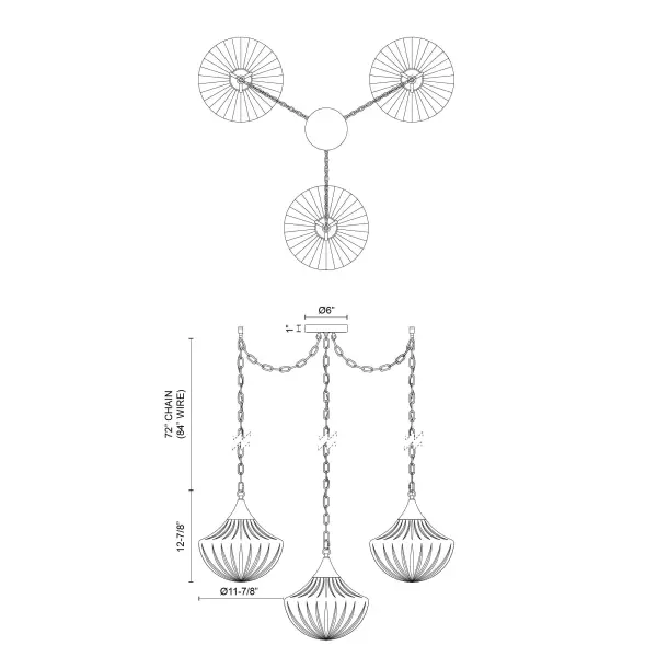Farrah 3-Light Multi Pendant in Matte Black with Amber Opal Glass - Image 12