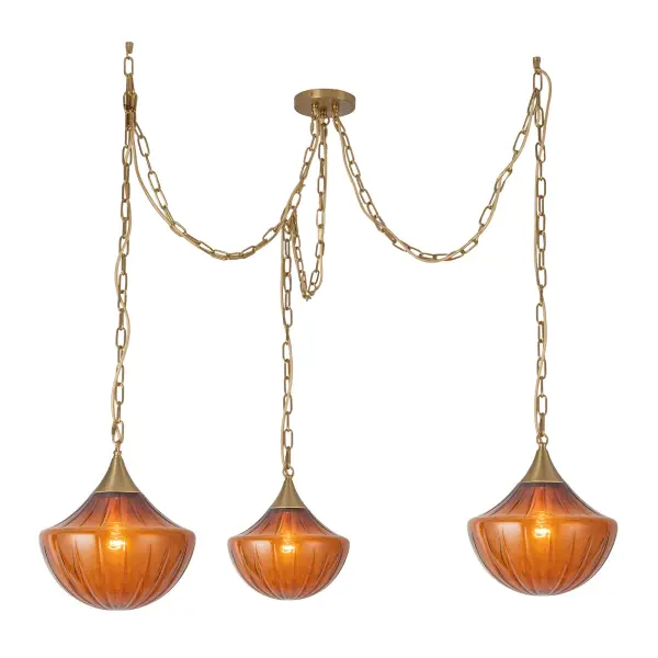 Farrah 3-Light Multi Pendant in Matte Black with Amber Opal Glass - Image 15