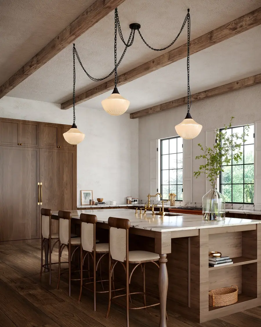 Farrah 3-Light Multi Pendant in Matte Black with Amber Opal Glass - Image 3