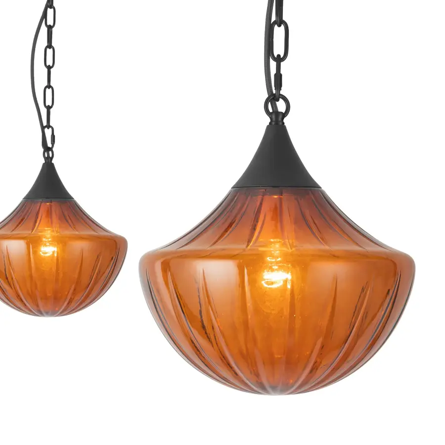 Farrah 3-Light Multi Pendant in Matte Black with Amber Opal Glass - Image 21