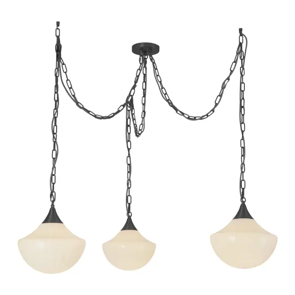 Farrah 3-Light Multi Pendant in Matte Black with Amber Opal Glass - Image 8