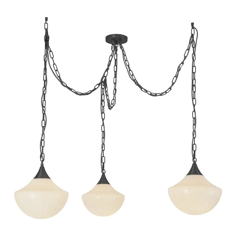 Farrah 3-Light Multi Pendant in Matte Black with Amber Opal Glass - Image 8