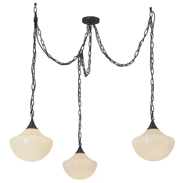 Farrah 3-Light Multi Pendant in Matte Black with Amber Opal Glass - Image 9