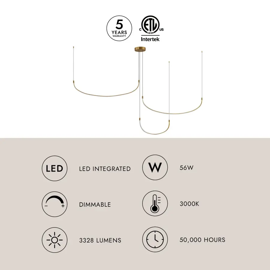 Talis 70-Inch Multi Pendant in Brushed Gold - Image 9