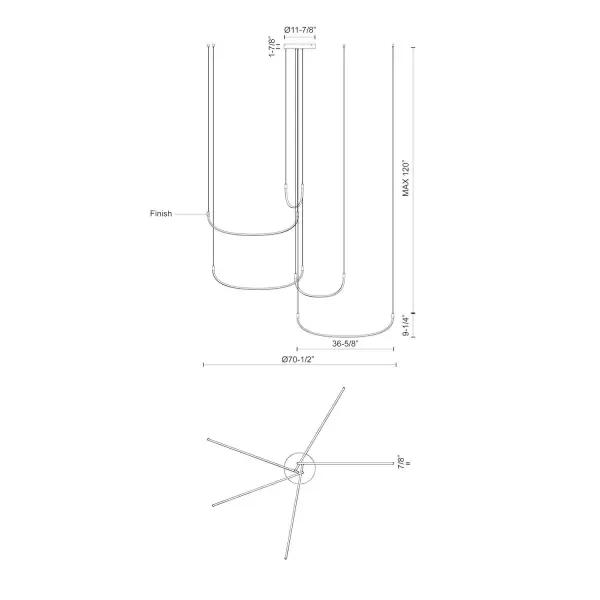 Talis 70-Inch Multi Pendant in Brushed Nickel - Image 9