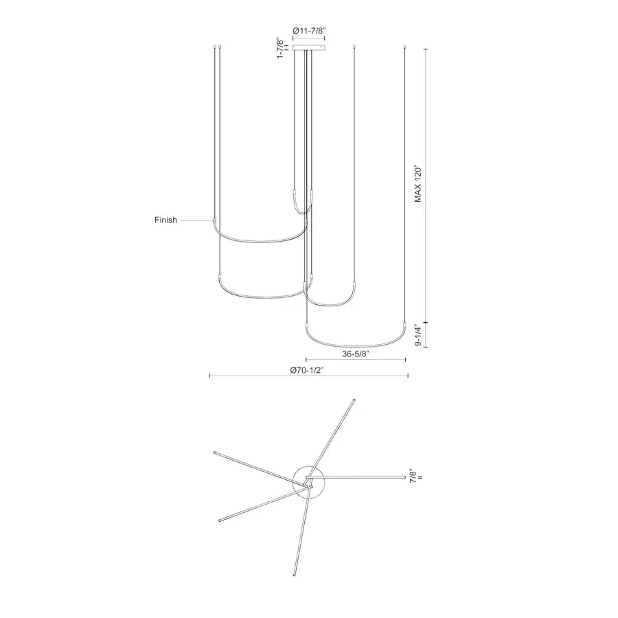 Talis 70-Inch Multi Pendant in Brushed Nickel - Image 9