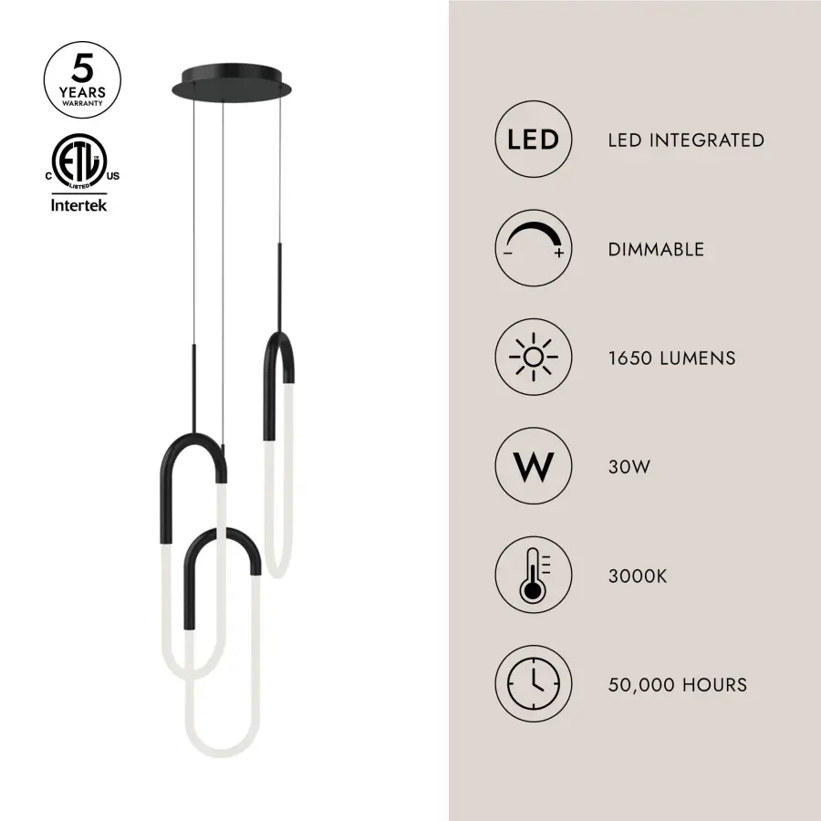 Huron 3-Light Multi Pendant in Brushed Gold - Image 7