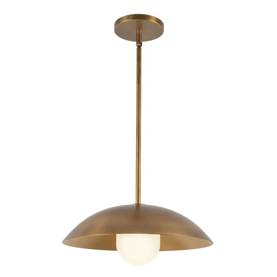 Umbra 14-Inch Vintage Brass Pendant with Opal Glass - Image 1