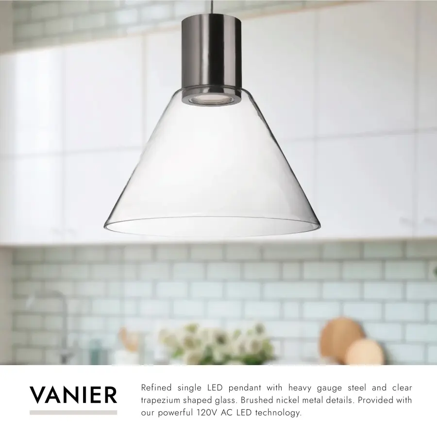 Vanier 11-Inch Brushed Nickel Pendant Light - Image 3