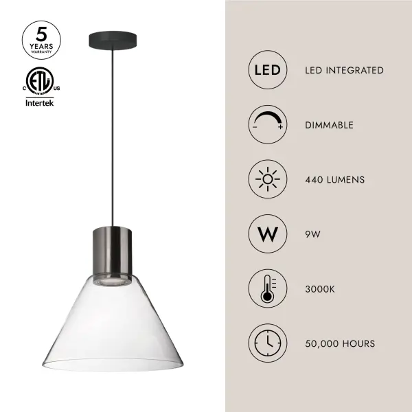 Vanier 11-Inch Brushed Nickel Pendant Light - Image 4