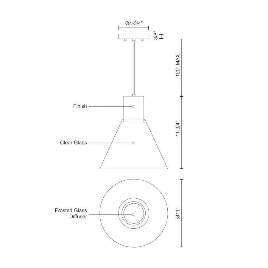 Vanier 11-Inch Brushed Nickel Pendant Light - Image 6