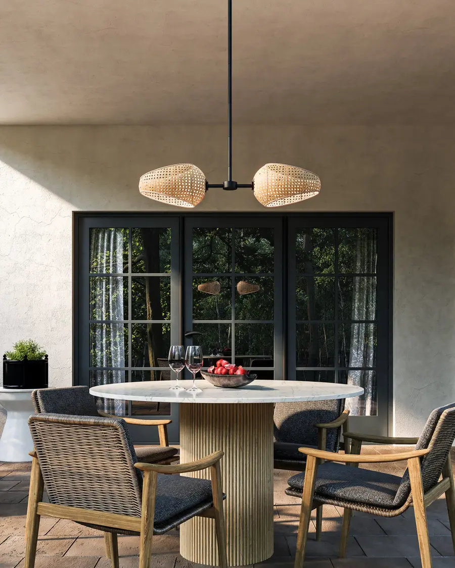 Lanai 2-Light Pendant in Matte Black with Opal Glass - Image 2