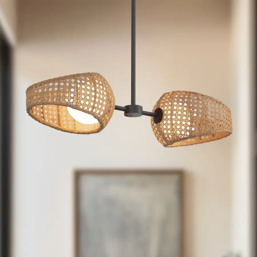 Lanai 2-Light Pendant in Matte Black with Opal Glass - Image 3