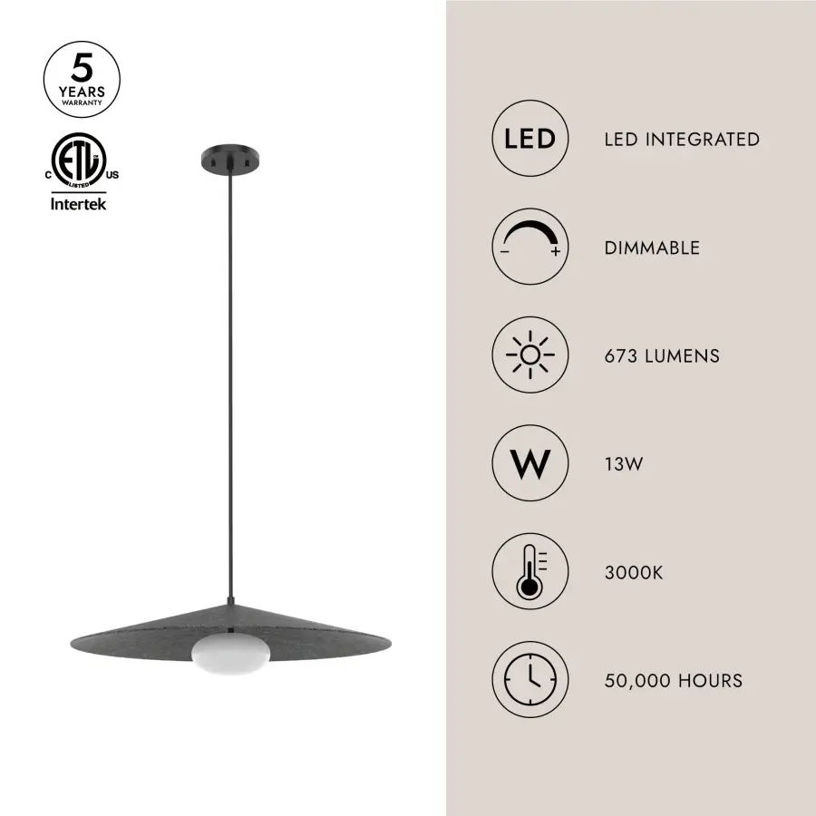 Cruz 24-Inch Pendant Light in Grey - Image 15